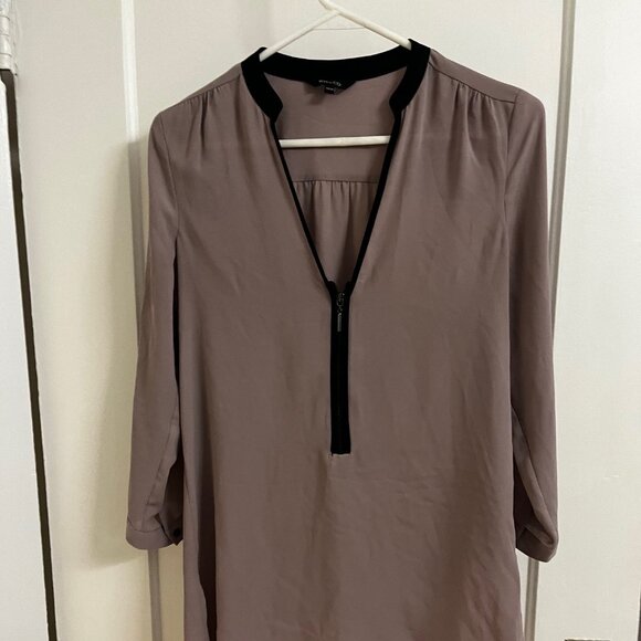 Long-Sleeved Silk Blouse - Deep V Neck - Picture 1 of 2